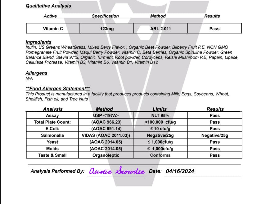 All - In/One Greens & Red SuperFood + Immune 270g Mixed Berry w/Natural Flavo