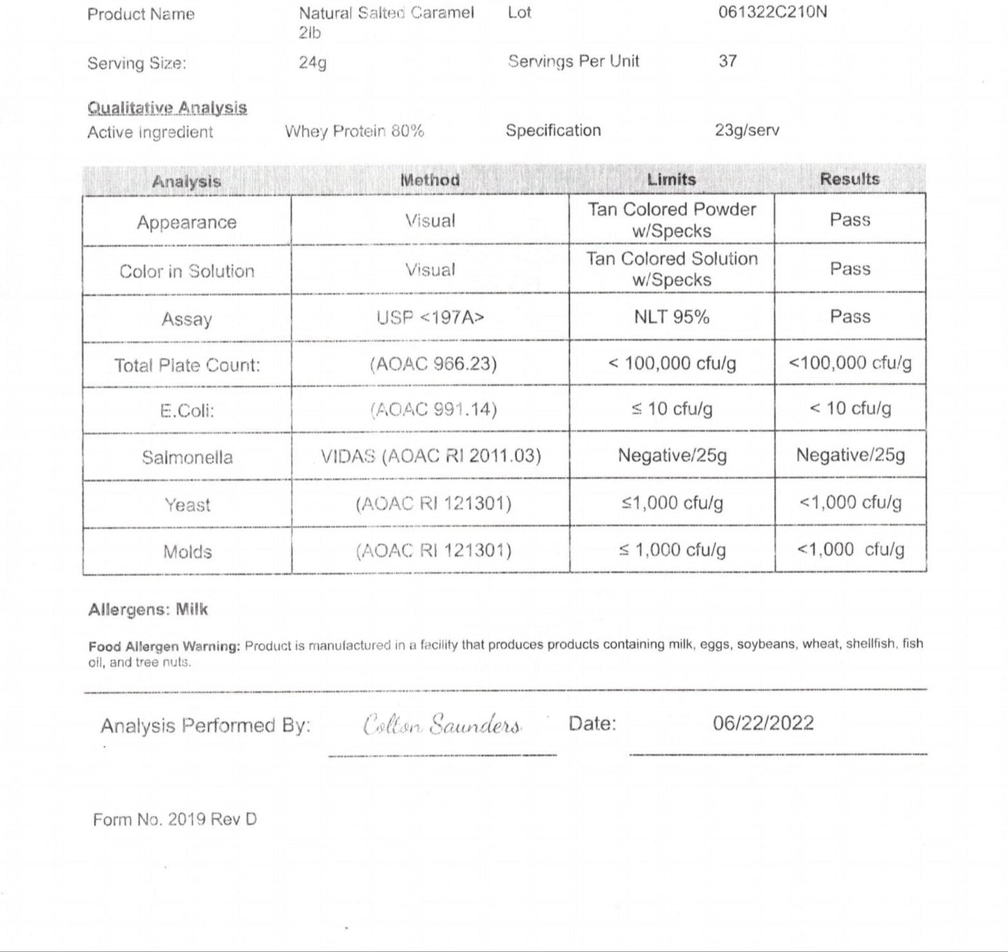 2lb Whey Natural Salted Caramel – 28 servings