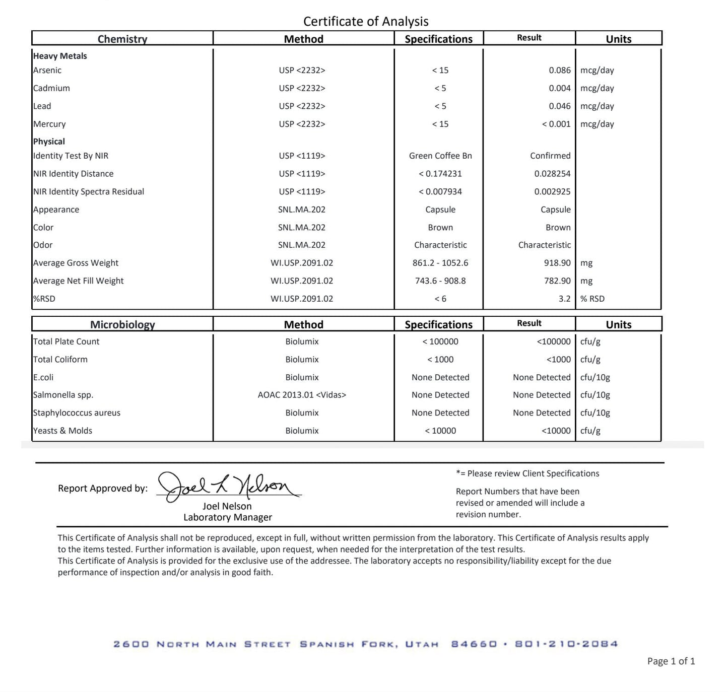 Green Coffee Bean w/GCA -800mg