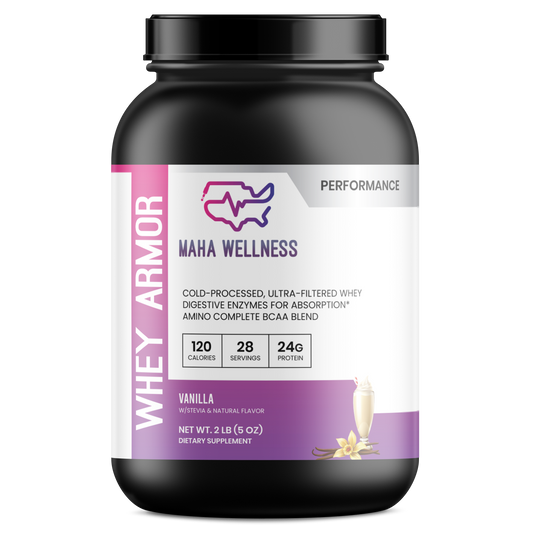 2lb Whey Armor Natural Protein Vanilla w/Stevia & Natural Flavor Non - GMO