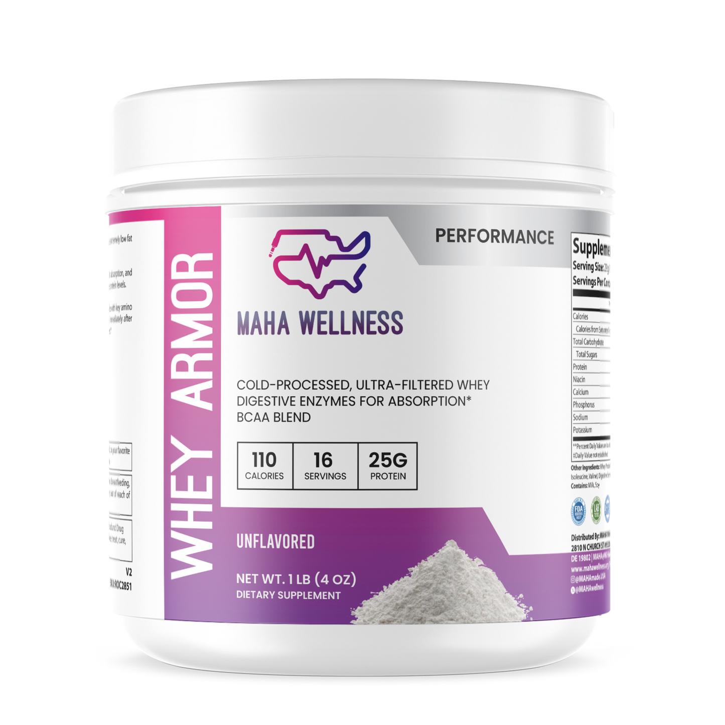 1lb Whey Armor Isolate Protein Unflavored