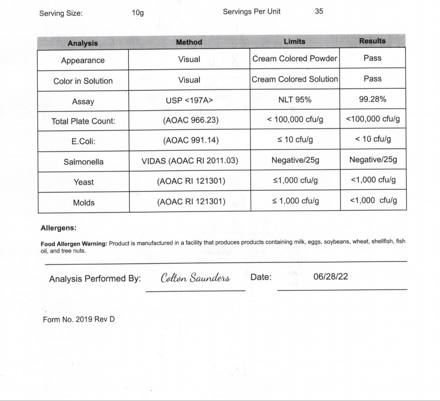 Collagen Type 1 & 3 Grass Fed 350g – 35 servings