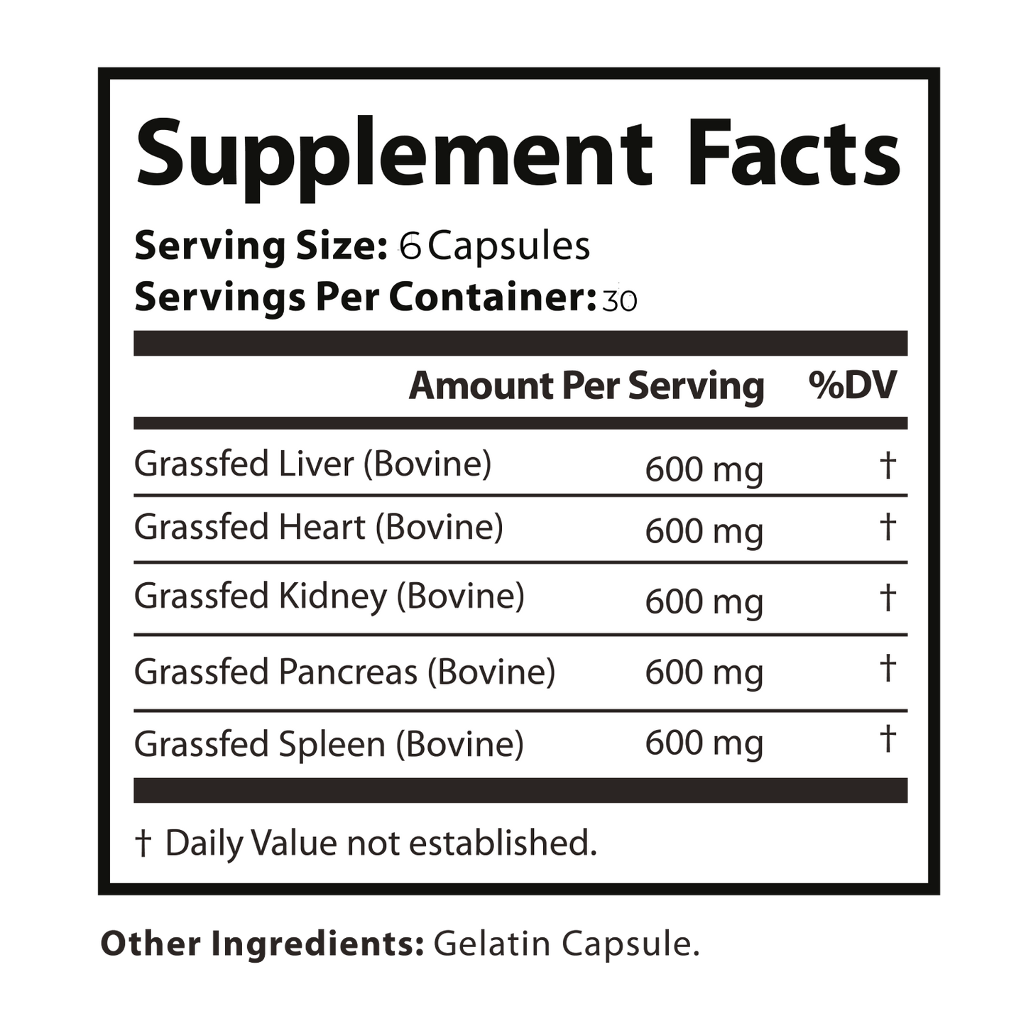 Grass Fed Beef Organ Complex – Ancestral Superfood – Desiccated Liver, Heart, Kidney, Pancreas, Spleen